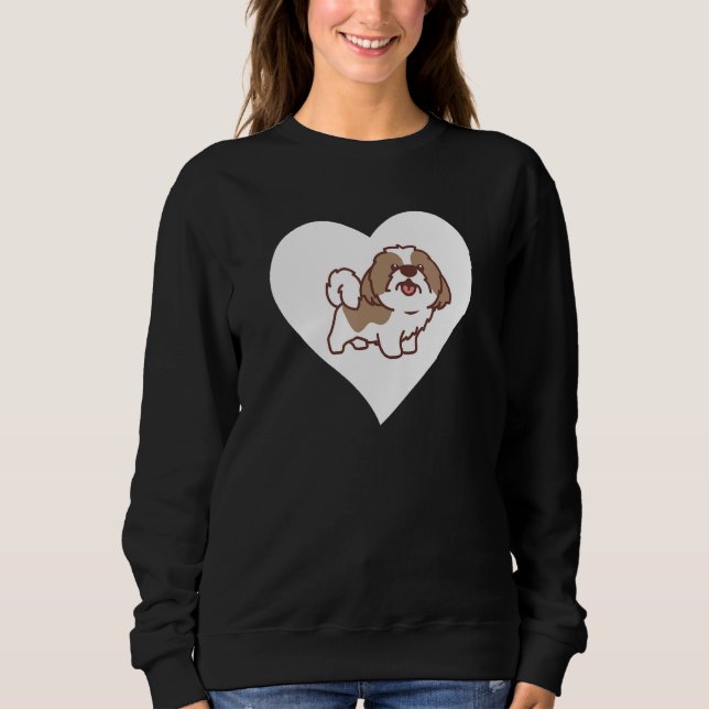 Shih Tzu Heart Funny Shih Tzu Owner Dog Lover Sweatshirt (Front)