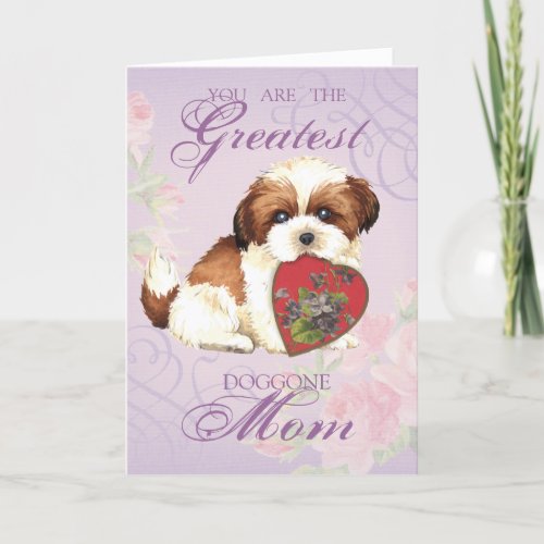 Shih Tzu Heart Mom Card