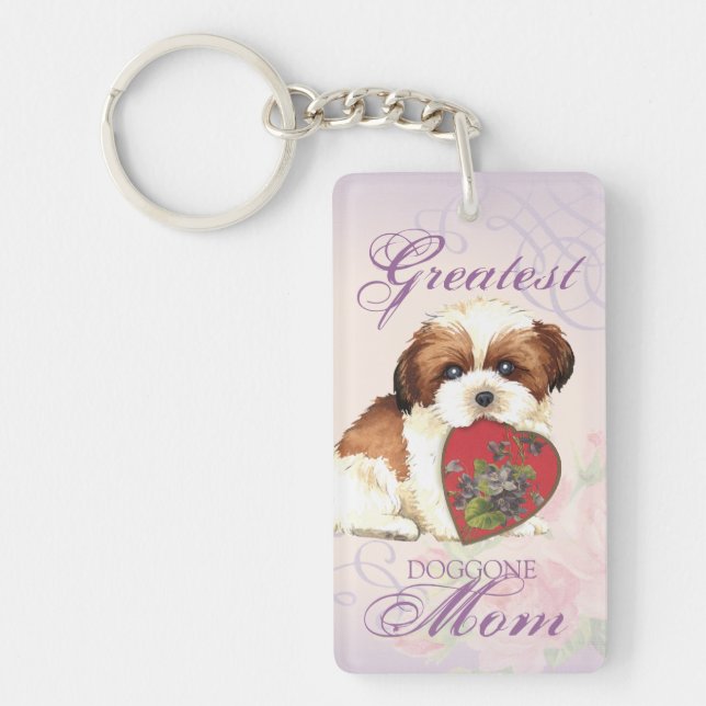 Shih Tzu Heart Mom Keychain (Front)