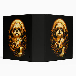 Shih Tzu Howling to The Moon Funny Dog 3 Ring Binder