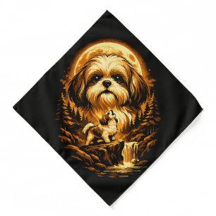 Shih Tzu Howling to The Moon Funny Dog Bandana