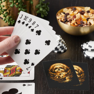 Shih Tzu Howling to The Moon Funny Dog Poker Cards