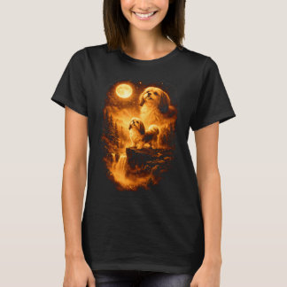 Shih Tzu Howling to The Moon Vintage 90s Funny Dog T-Shirt