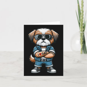 Shih Tzu I Love Dad Funny Dog Tattoo Card