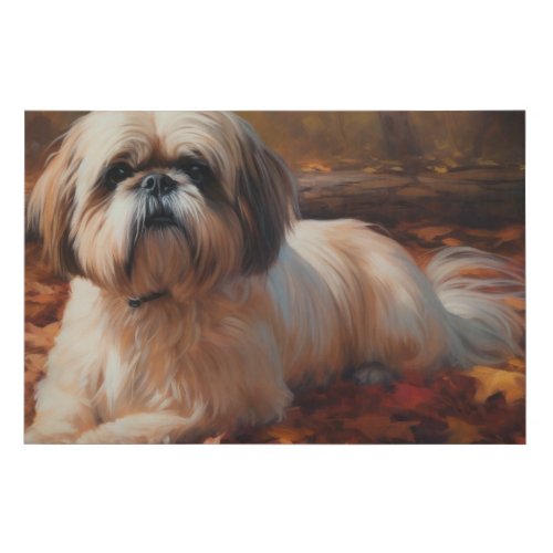 Shih Tzu in Autumn Leaves Fall Inspire Faux Canvas Print