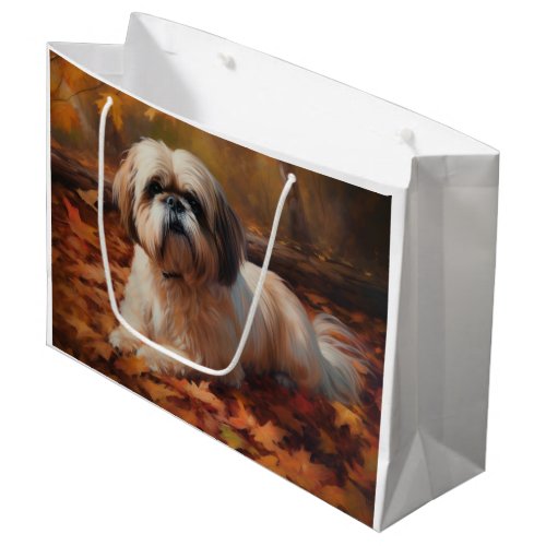 Shih Tzu in Autumn Leaves Fall Inspire Large Gift Bag