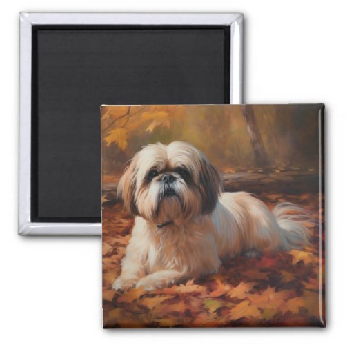 Shih Tzu in Autumn Leaves Fall Inspire Magnet