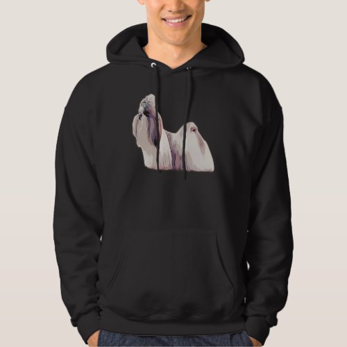 Shih Tzu In Full Coat Colorful Silhouette Lion Dog Hoodie