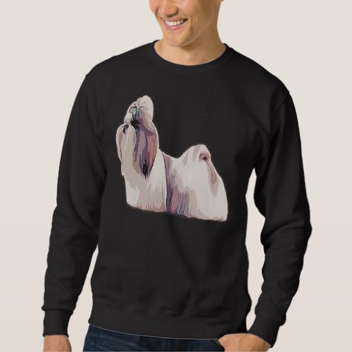 Shih Tzu In Full Coat Colorful Silhouette Lion Dog Sweatshirt