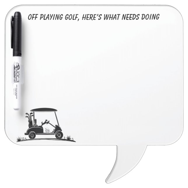 Shih Tzu In Golf Cart To Do Dry Erase Board (Front)