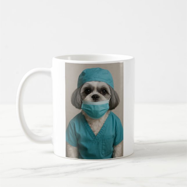 Shih Tzu in Scrubs Coffee Mug (Left)