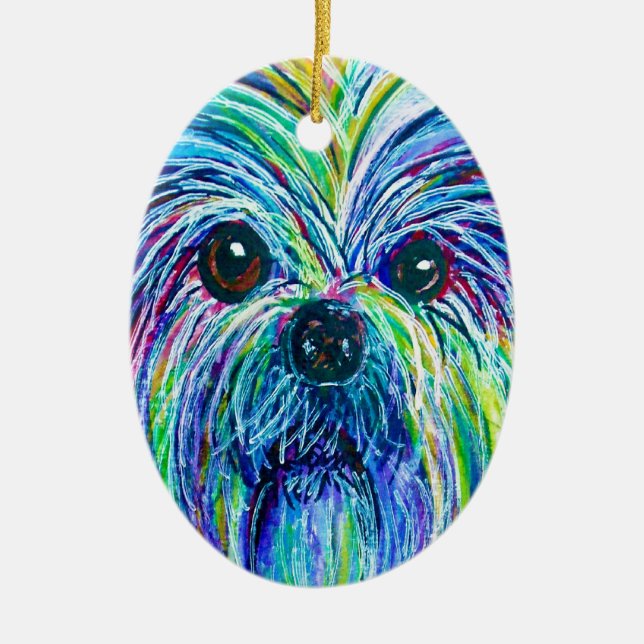 Shih Tzu Intense Colors Ceramic Ornament (Front)