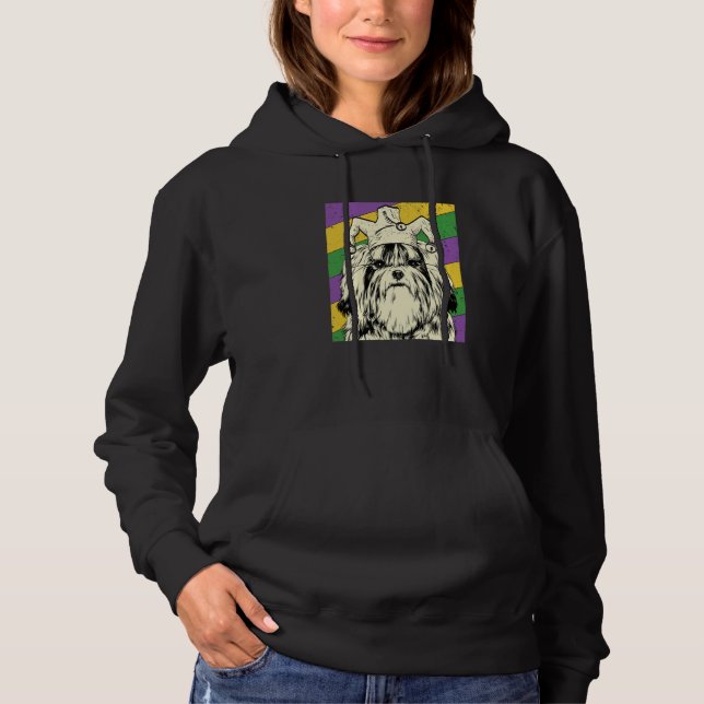 Shih Tzu Jester Mardi Gras Dog Mom or Dad Hoodie (Front)