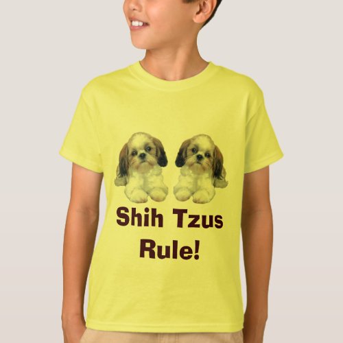 Shih Tzu Kids T_Shirt Puppies Rule