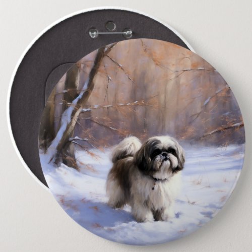 Shih Tzu Let It Snow Christmas  Button