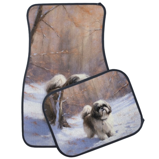 Shih Tzu Let It Snow Christmas  Car Floor Mat (Set)