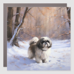 Shih Tzu Let It Snow Christmas Car Magnet