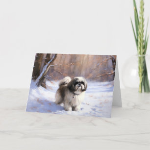 Shih Tzu Let It Snow Christmas Card
