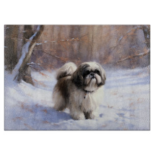 Shih Tzu Let It Snow Christmas Cutting Board