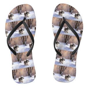 Shih Tzu Let It Snow Christmas  Flip Flops