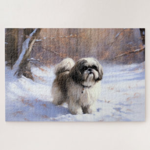 Shih Tzu Let It Snow Christmas Jigsaw Puzzle