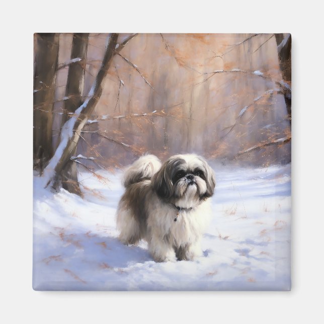 Shih Tzu Let It Snow Christmas  Magnet (Front)