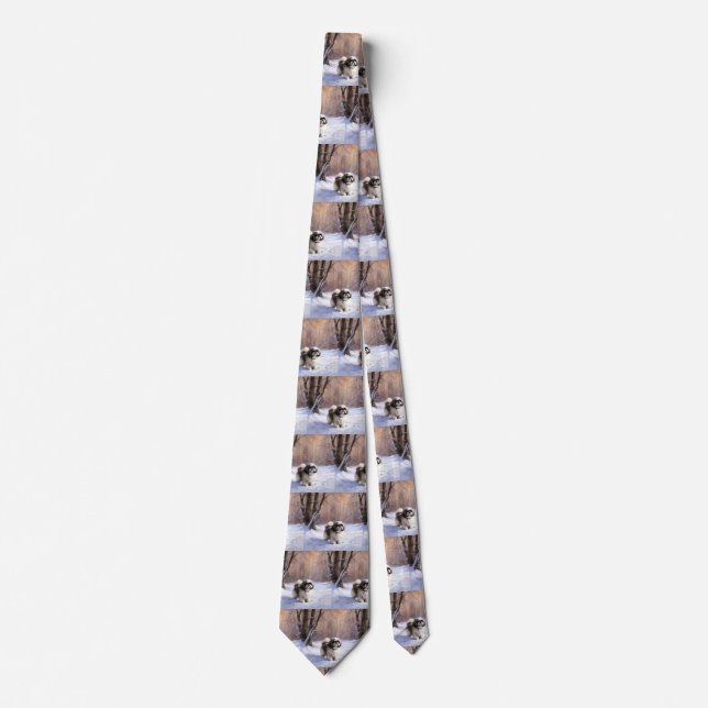 Shih Tzu Let It Snow Christmas  Neck Tie (Front)