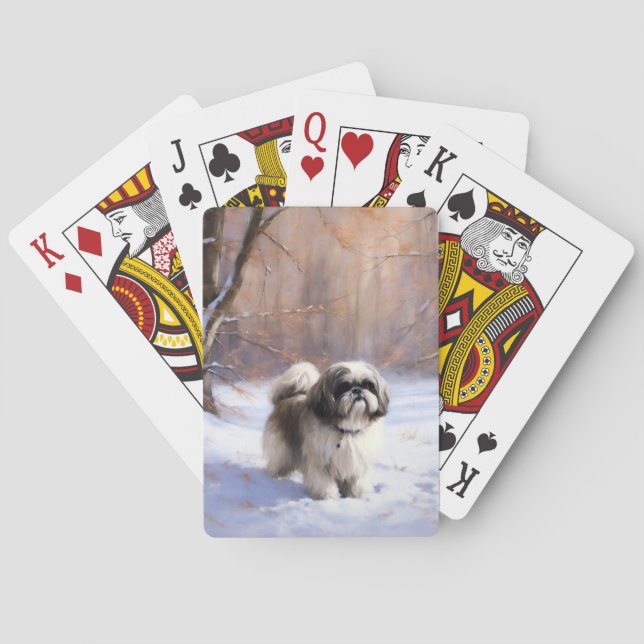 Shih Tzu Let It Snow Christmas  Poker Cards (Back)