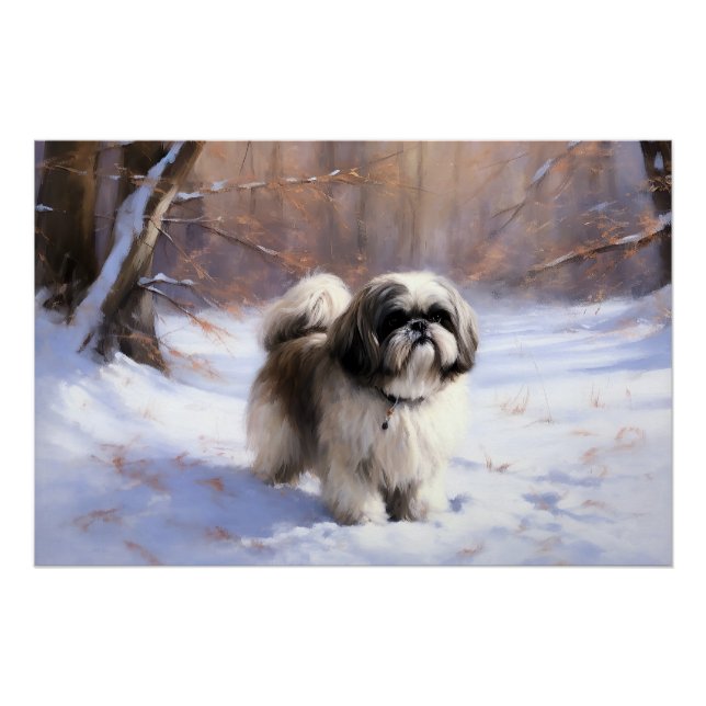 Shih Tzu Let It Snow Christmas  Poster (Front)