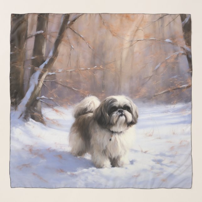 Shih Tzu Let It Snow Christmas  Scarf (Front)