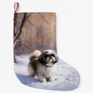 Shih Tzu Let It Snow Christmas Small Christmas Stocking