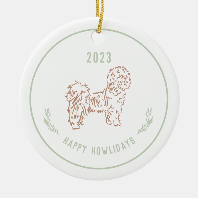 Shih Tzu, Lhasa Apso Dog Holiday Ornament (Front)