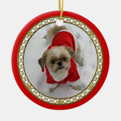 shih tzu lhasa cute santa dog  christmas ornament