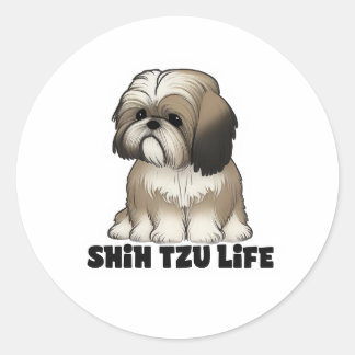 Shih Tzu Life - Cute Dog Illustration Classic Round Sticker