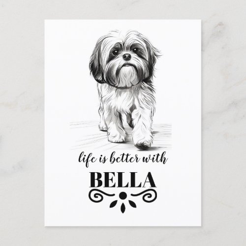 Shih Tzu Life is better with Custom Dog Name Postcard