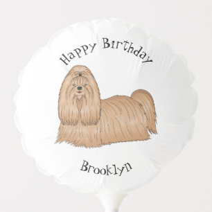 Shih tzu long hair dog cartoon illustration balloon
