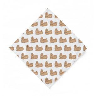 Shih tzu long hair dog cartoon illustration bandana