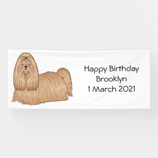 Shih tzu long hair dog cartoon illustration banner (Horizontal)