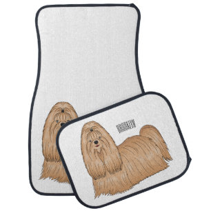 Shih tzu long hair dog cartoon illustration car floor mat