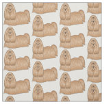 Shih tzu long hair dog cartoon illustration fabric