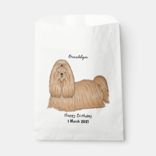 Shih tzu long hair dog cartoon illustration favor bag