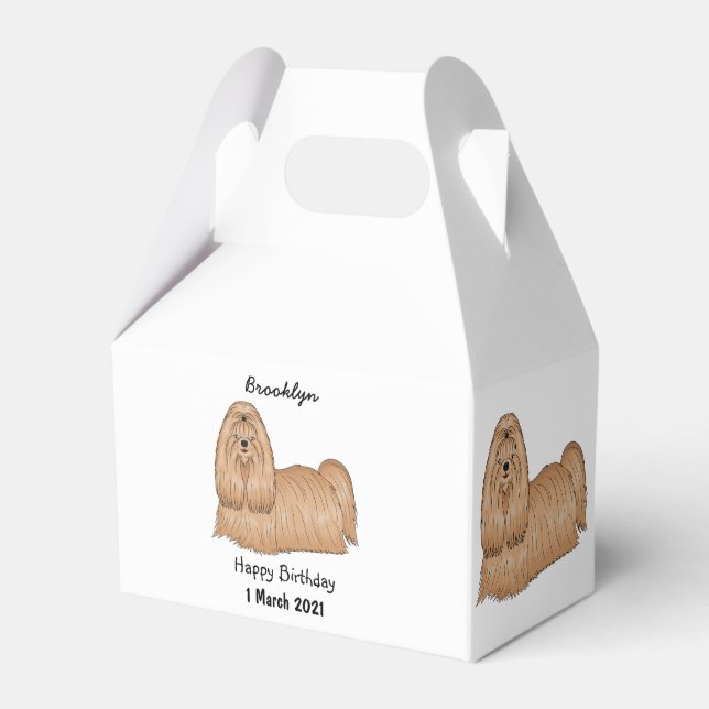Shih tzu long hair dog cartoon illustration favor boxes (Front Side)