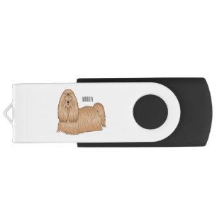Shih tzu long hair dog cartoon illustration flash drive