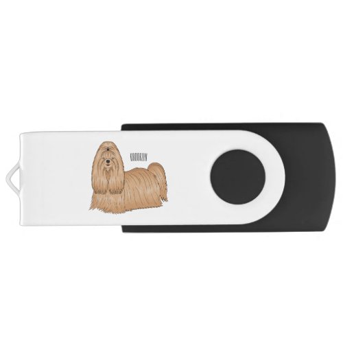 Shih tzu long hair dog cartoon illustration  flash drive