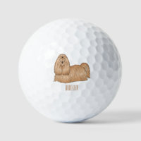 Shih tzu long hair dog cartoon illustration