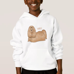 Shih tzu long hair dog cartoon illustration hoodie