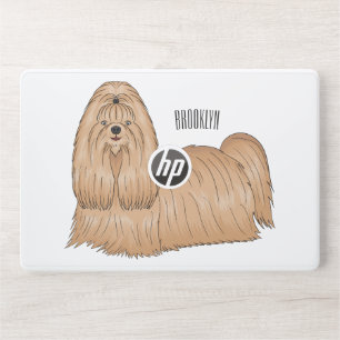 Shih tzu long hair dog cartoon illustration HP laptop skin