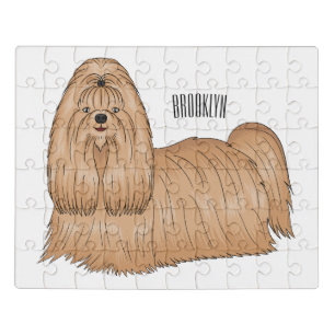 Shih tzu long hair dog cartoon illustration jigsaw puzzle