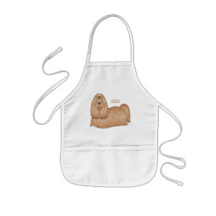 Shih tzu long hair dog cartoon illustration  kids' apron