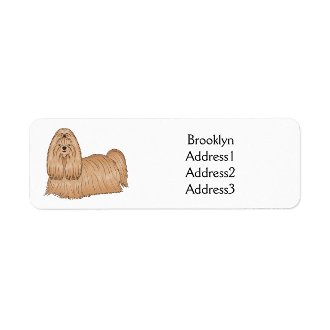 Shih tzu long hair dog cartoon illustration label (Front)